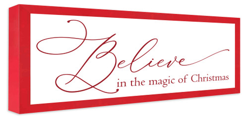 Oversize Believe in the Magic of Christmas 19" x 43.5" Framed Christmas Wall Decor  Sign Poster in a Red Wooden Frame with UV Acrylic and Hangers