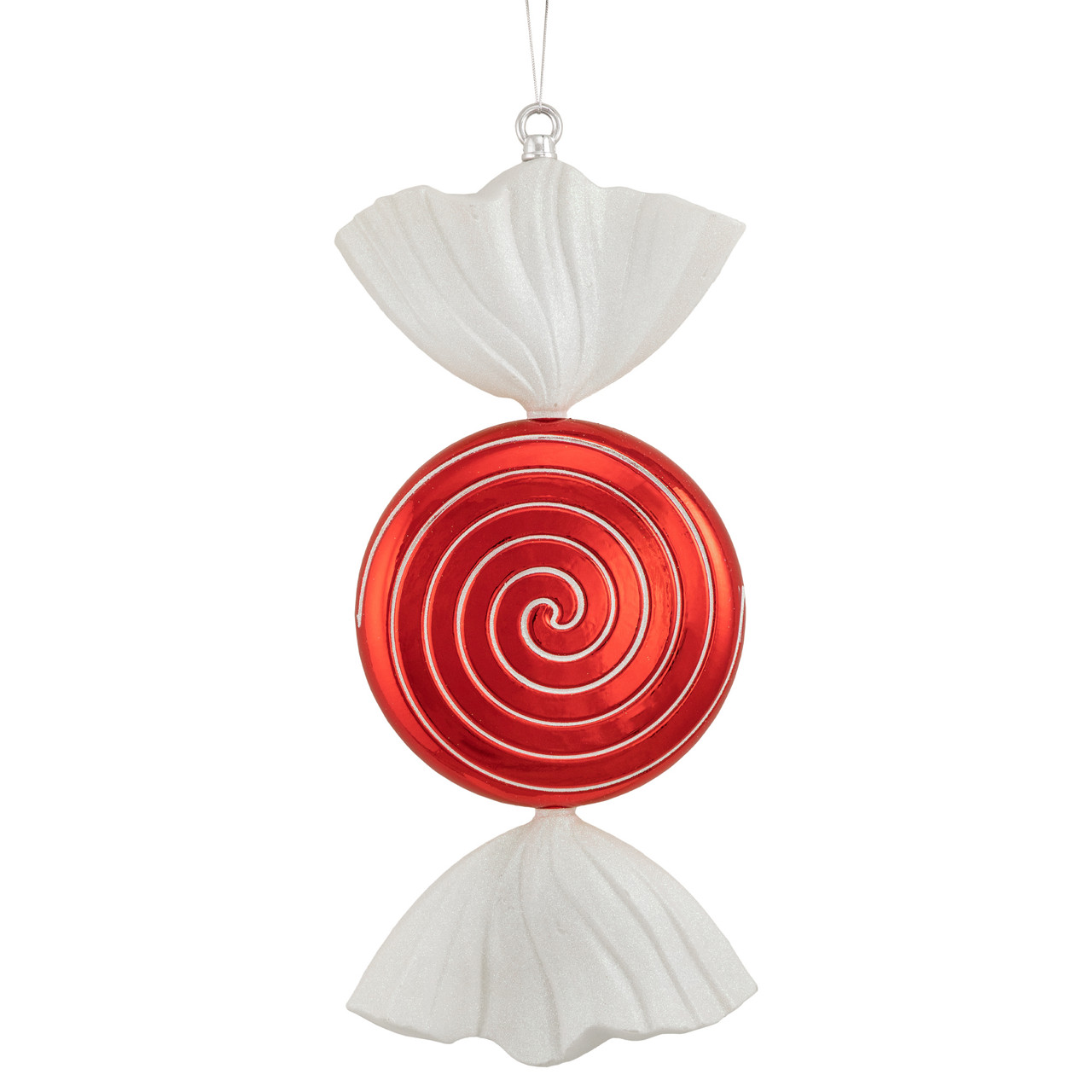 Swirl Peppermint Candy Shatterproof Commercial Christmas Ornament - 18" - Red