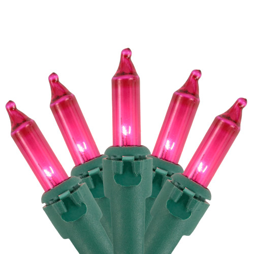 100ct Pink Mini Christmas Light Set, 20.25ft Green Wire