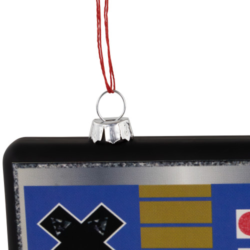 4.25" Black Retro Game Controller Glass Christmas Ornament