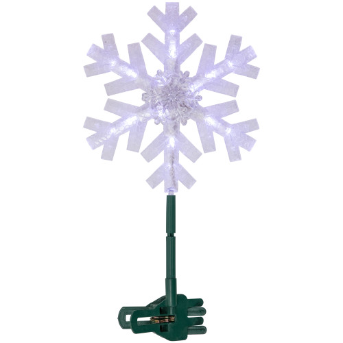 14.75" LED Lighted Clip-On Snowflake Christmas Tree Topper, White Lights