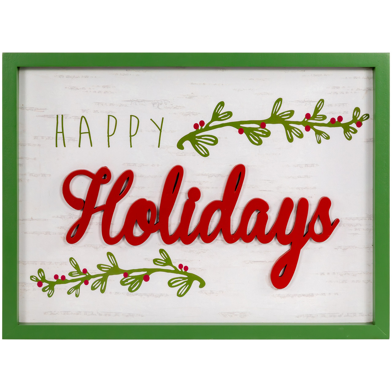 15.75" Framed "Happy Holidays" Christmas Wooden Wall Sign