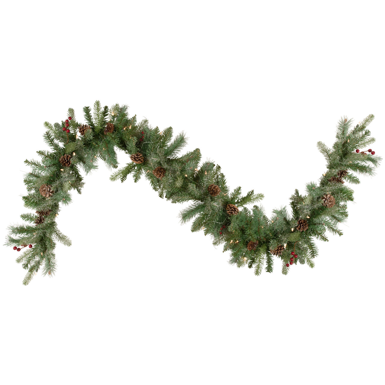 9' x 12 Pre-Lit Snowy Waterloo Pine Artificial Christmas Garland - Clear Lights
