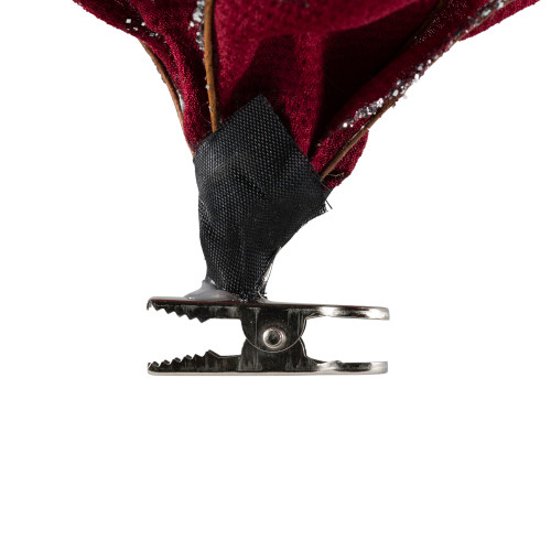 Starburst Flower Glittered Clip-on Christmas Ornament - 6" - Red and Silver