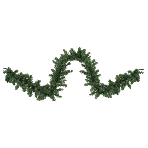 Pre-Lit Battery Operated Canadian Pine Artificial Christmas Garland - 9' x 10" - LED Multi Lights