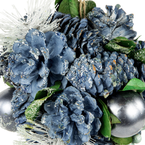 5.5" Blue Pinecone and Pine Needle Christmas Ball Ornament