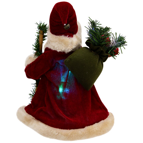 Lighted Color-Changing Fiber Optic Santa Claus Christmas Tree Topper - 12"
