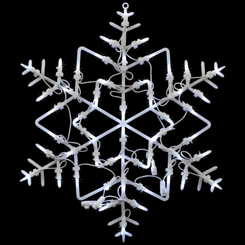 18" White LED Lighted Snowflake Christmas Window Silhouette