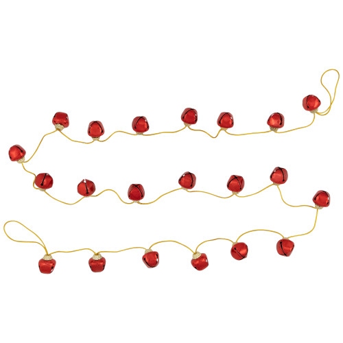 Shiny Christmas Jingle Bells Metal Garland - 7.5' - Red