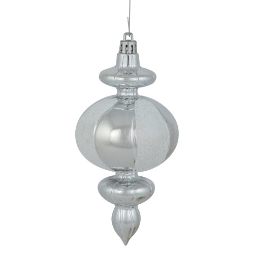 8-Count Silver and White Shatterproof Finial Christmas Ornaments, 6"