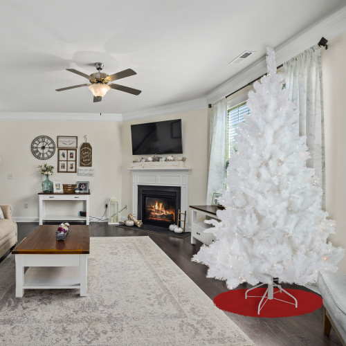 6.5' Pre-Lit White Alaskan Pine Artificial Christmas Tree, Warm White LED Lights