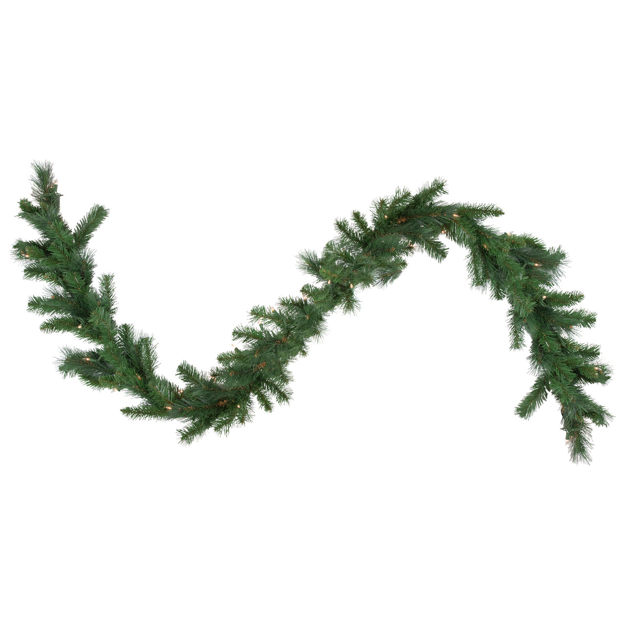9' x 12" Green Pre-Lit Beaver Pine Artificial Christmas Garland, Clear Lights