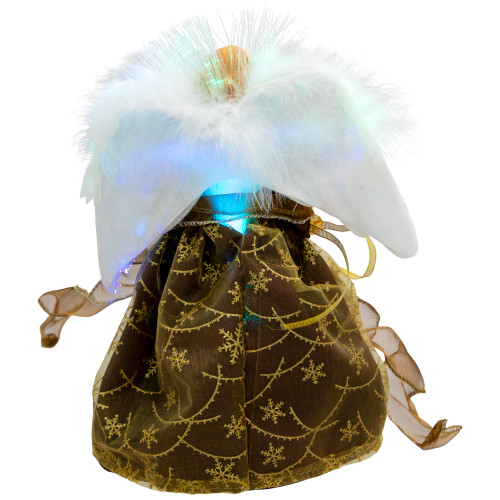 Color Changing Fiber Optic Christmas Angel Tree Topper - 12" - Brown