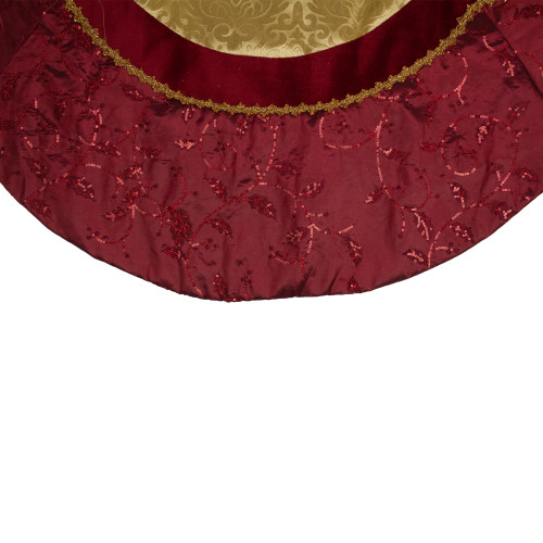60" Red and Gold Scalloped Sequined Christmas Tree Skirt