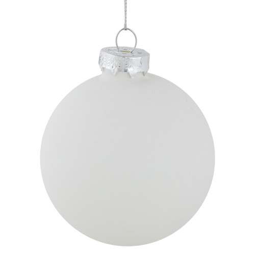 4ct White Glass Ball Ornaments with Black Christmas Trees 3"