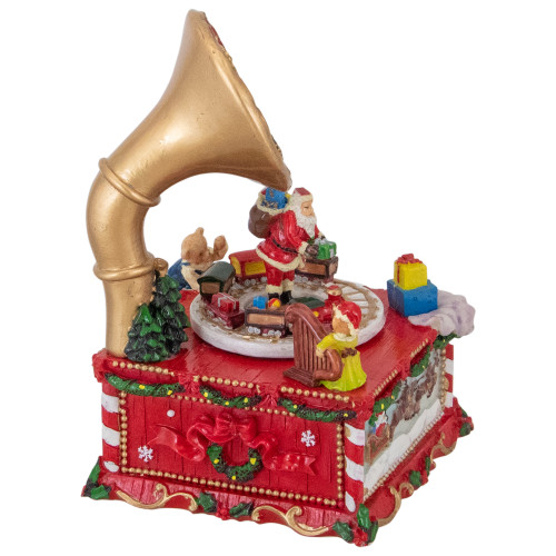 Santa Claus on Phonograph Musical Christmas Decoration - 7"