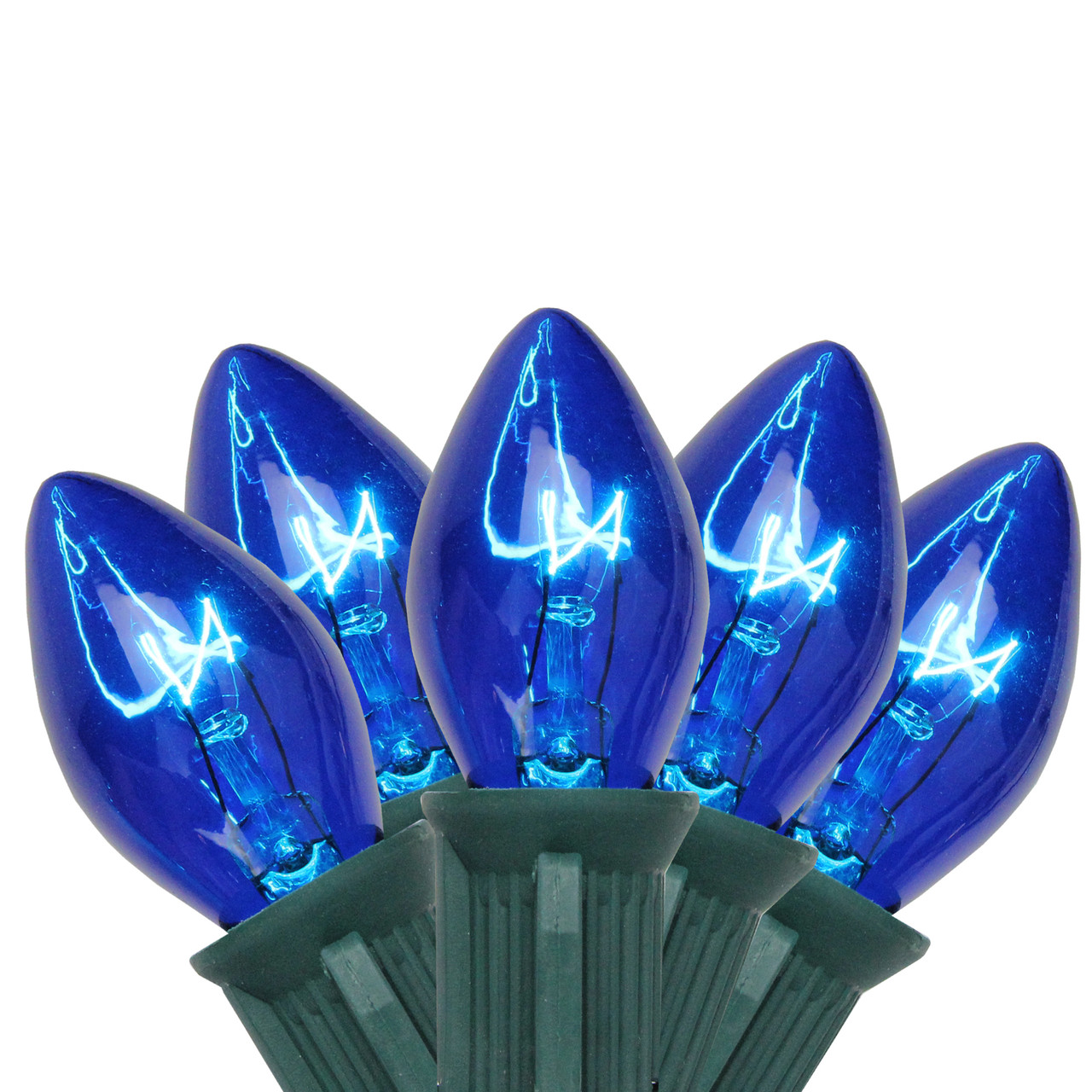 25-Count Blue C7 Christmas Light Set, 24ft Green Wire