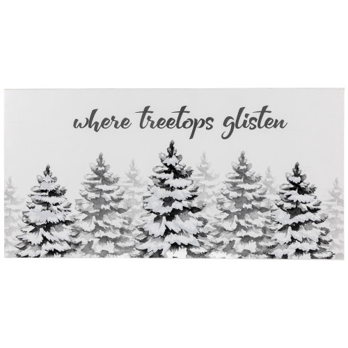 Flocked Christmas Tree "Where Treetops Glisten" Wall Art Decoration - 19.75"