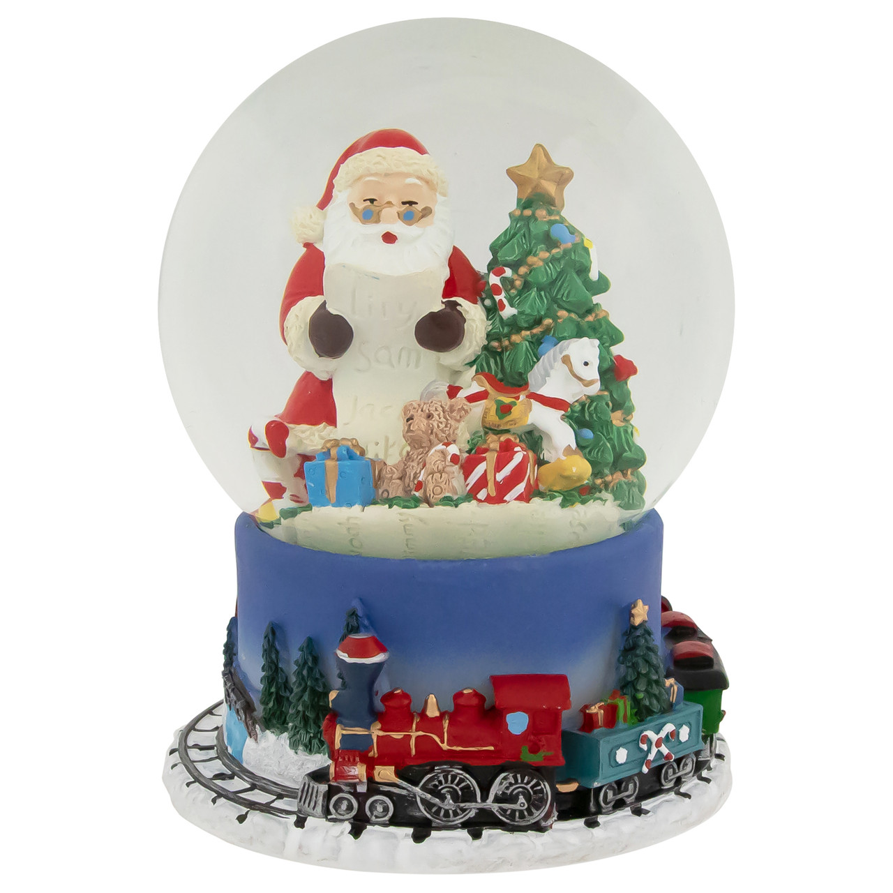 Christmas Train Around Santa Delivering Gifts Musical Water Globe - 6.5"