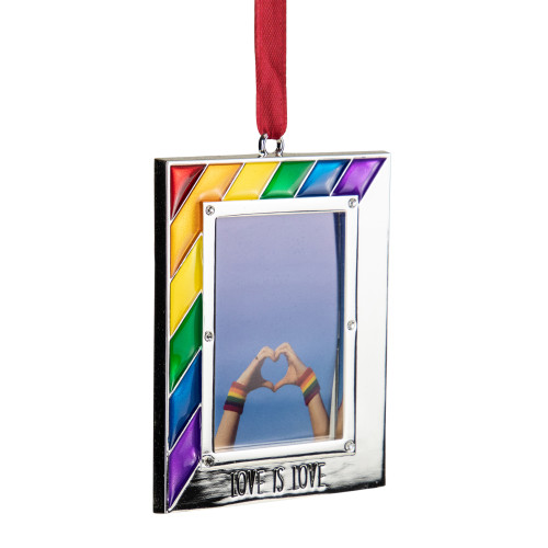 Picture Frame "Love is Love" Christmas Ornament - for 2.75" x 1.5" Photo - 3.5"