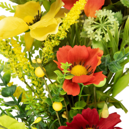 Poppy and Eucalyptus Spring Wreath - 26" - Red and Yellow