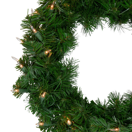 Deluxe Windsor Pine Artificial Christmas Wreath - 16" - Clear Lights
