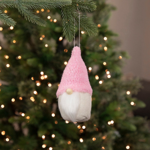 Plush Gnome Christmas Ornament - 7" - Pink