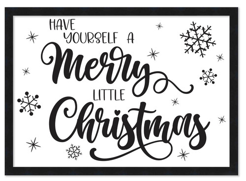 Have Yourself a Merry Little Christmas 14.5" x 19.5" Framed Christmas Wall Decor  Sign Poster in a Black Wooden Frame with UV Acrylic and Hangers