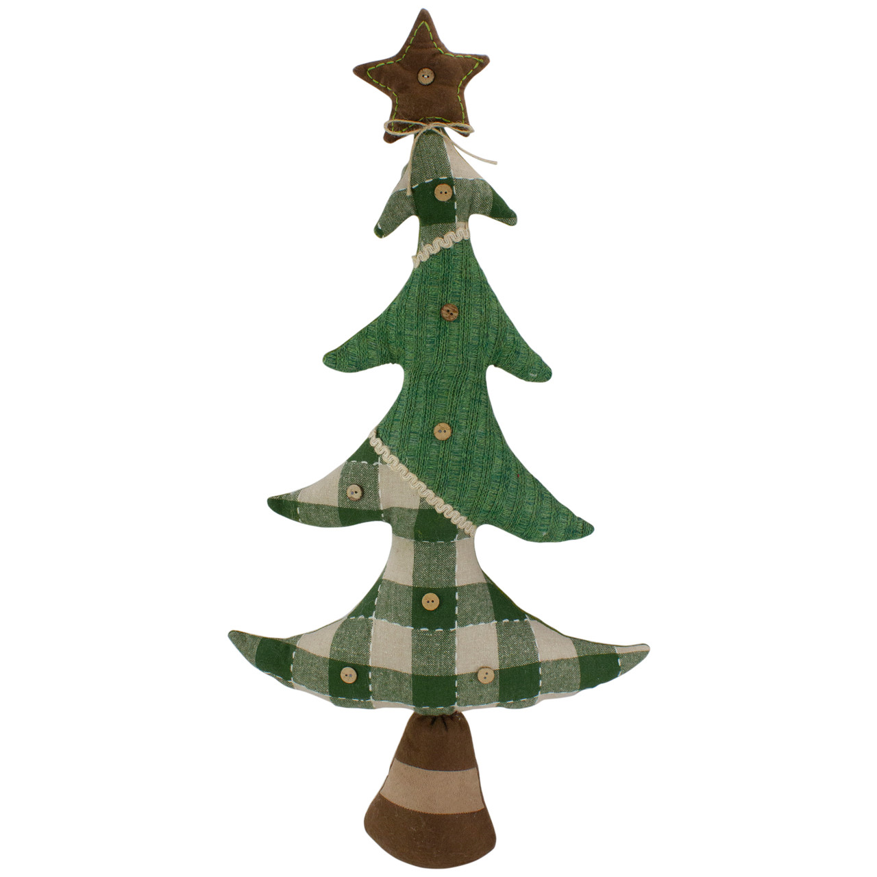 Country Buffalo Plaid Christmas Tree with Star Topper - 30" - Tan and Green