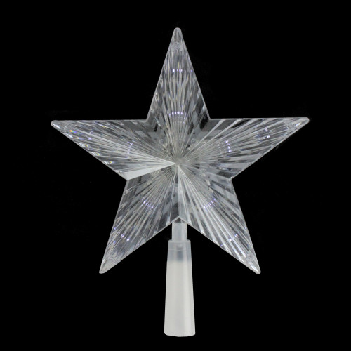 8" Pre-Lit Clear Crystal Star Christmas Tree Topper - Clear LED Lights