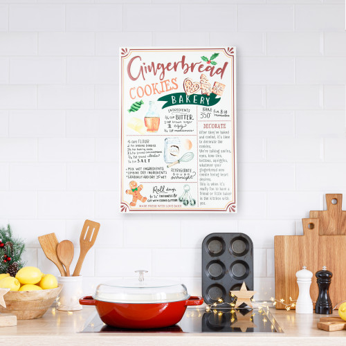 17.25" Gingerbread Christmas Cookies Recipe Metal Wall Plaque Sign