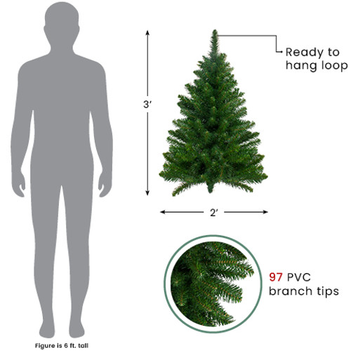 3' Buffalo Fir Artificial Christmas Wall or Door Tree - Unlit