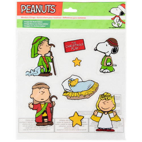 8-Piece Peanuts Christmas Nativity Double Sided Window Cling Decorations