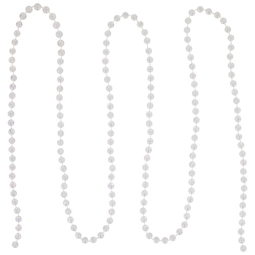 33' Clear Iridescent Beaded Artificial Christmas Garland, Unlit