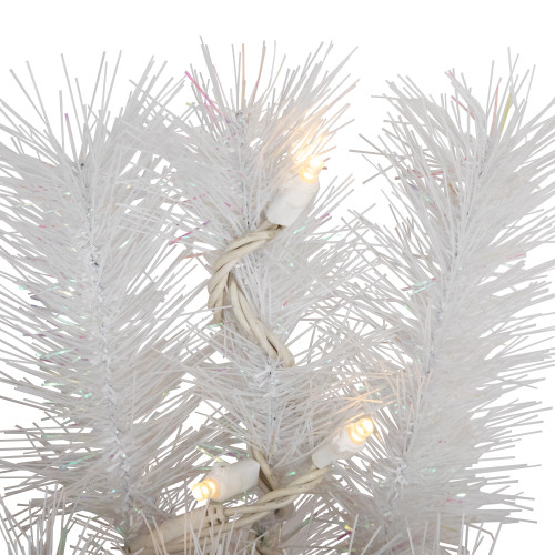Pre-Lit White Alaskan Pine Artificial Christmas Wreath, 36-Inch, Warm White LED Lights