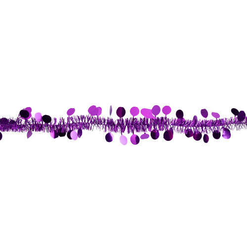 Tinsel and Polka Dot Commercial Christmas Garland - 50' x 1.5" - Purple - Unlit