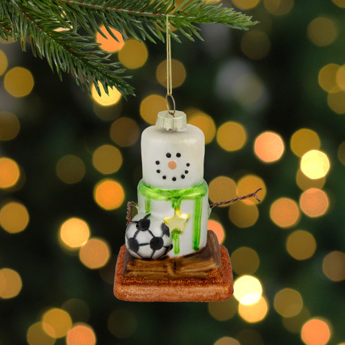 3.5" Soccer Smore Glass Christmas Ornament
