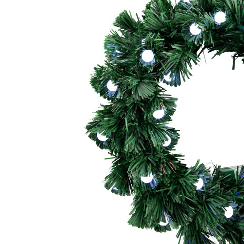 Pre-Lit Color Changing Fiber Optic Globe Lights Artificial Christmas Wreath, 12-Inch
