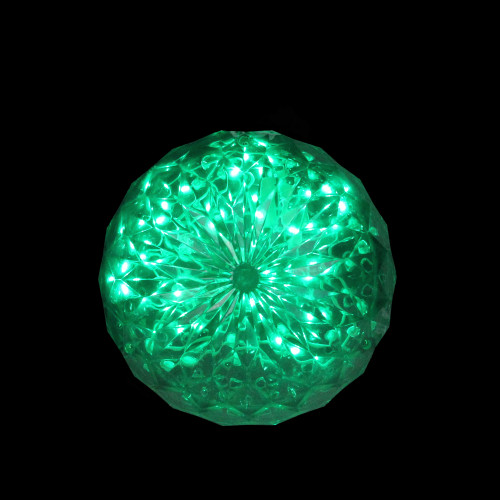 LED Lighted Crystal Sphere Outdoor Christmas Decoration - 6" - Green