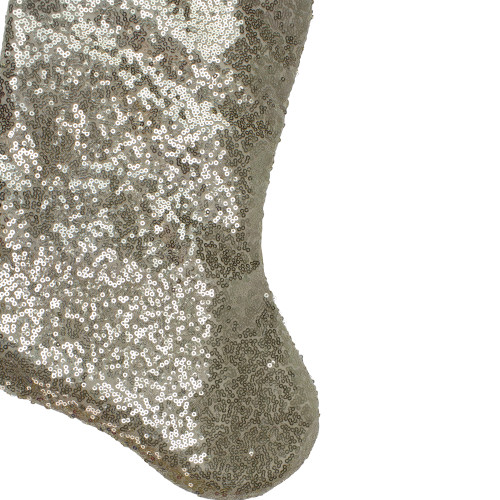 22" Golden Metallic Sequined Christmas Stocking with Satin Cuff