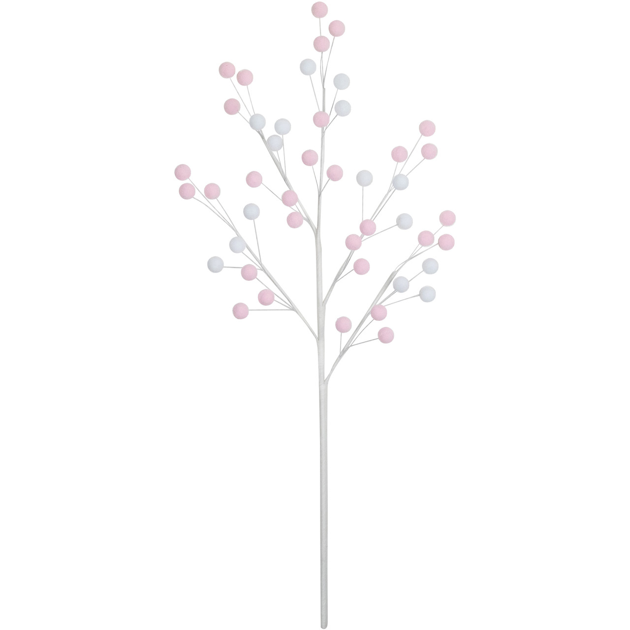 24" Pink and White Pom Pom Christmas Spray