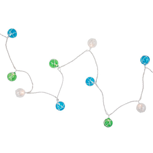 10-Count Multicolor Globe Christmas Light Set, 6ft White Wire