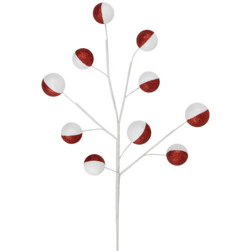 Set of 2 Red and White Glittered Candy Cane Christmas Picks 22"