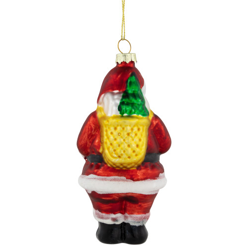 5" Traditional Red and White Santa Hanging Glass Christmas Ornament