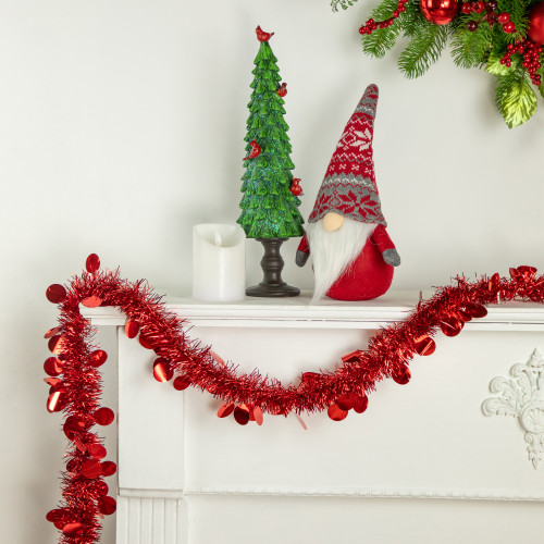 Tinsel and Polka Dot Commercial Christmas Garland - 50' x 2.5" - Red - Unlit