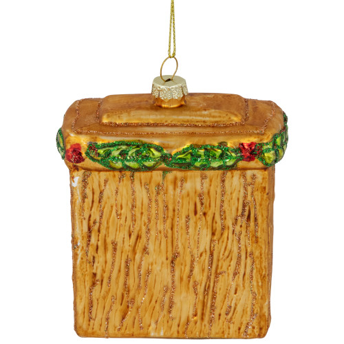 4" Bronze Glittered Fireplace Glass Christmas Hanging Ornament