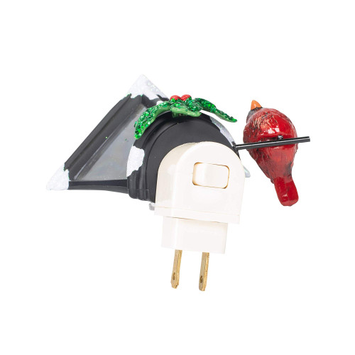 6" Cardinal on a Snow Covered Street Lamp Flickering Christmas Night Light