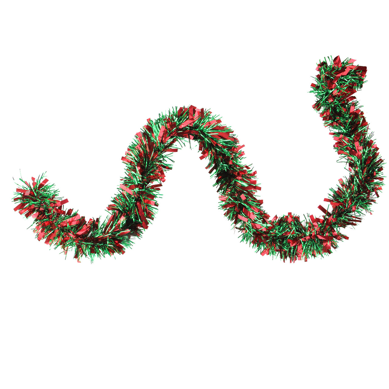 Wide Cut Tinsel Commercial Christmas Garland - 50' x 3" - Red and Green - Unlit