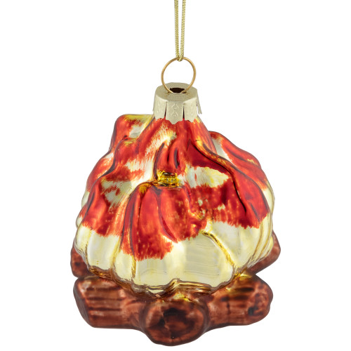 2.75" Log Campfire Glass Christmas Ornament