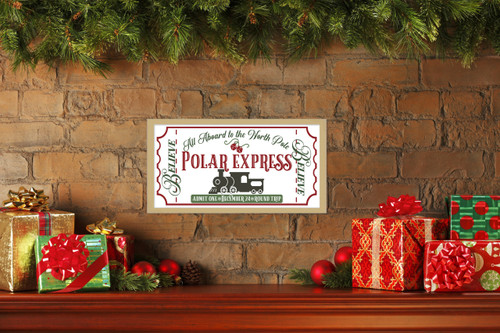 HO HO HO 9.5" x 21.5" Framed Christmas Wall Decor Art Print Sign Poster in a Natural Wooden Frame with UV Acrylic and Hangers